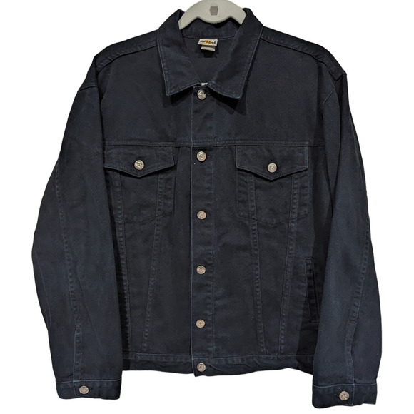 Hard Rock Cafe Makati Philippines Black Denim Button Up Jacket Unisex Vintage